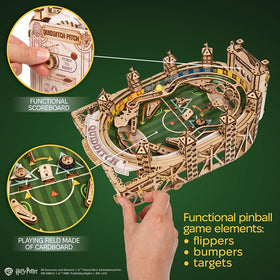 UGEARS Harry Potter Quidditch Pinball game field, captures Hogwarts-inspired layout and playfield design