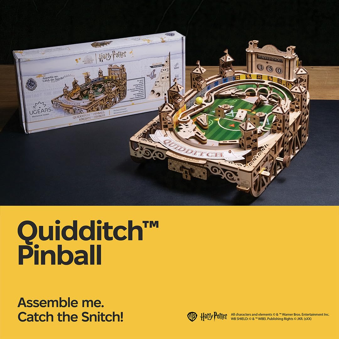UGEARS Harry Potter Quidditch Pinball storage chest, keeps game balls organized after play