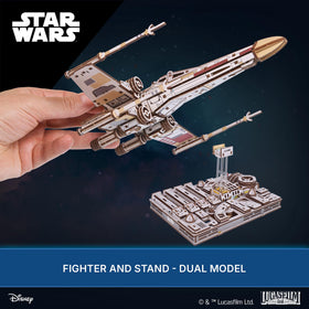 UGEARS Luke Skywalker X‑Wing uses precision-cut wooden parts that fit without glue or tools.