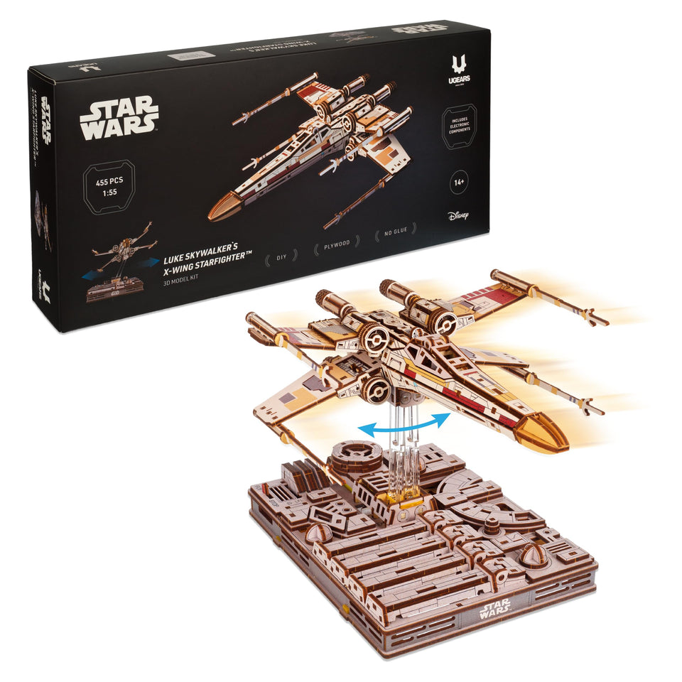 UGEARS Luke Skywalker X‑Wing cockpit detail ideal for display and tactile exploration.