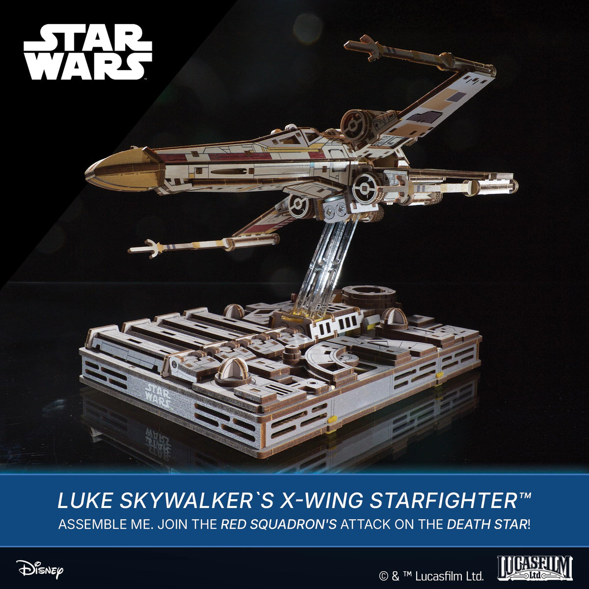 UGEARS Luke Skywalker X‑Wing completed model provides an impressive display and conversation starter.