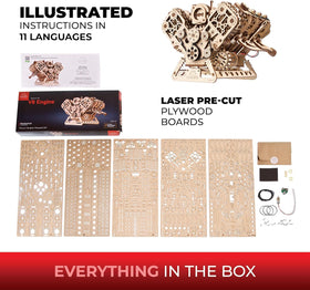 UGEARS V8 Engine Model Kit USB-C motor enables dynamic operation for demos.