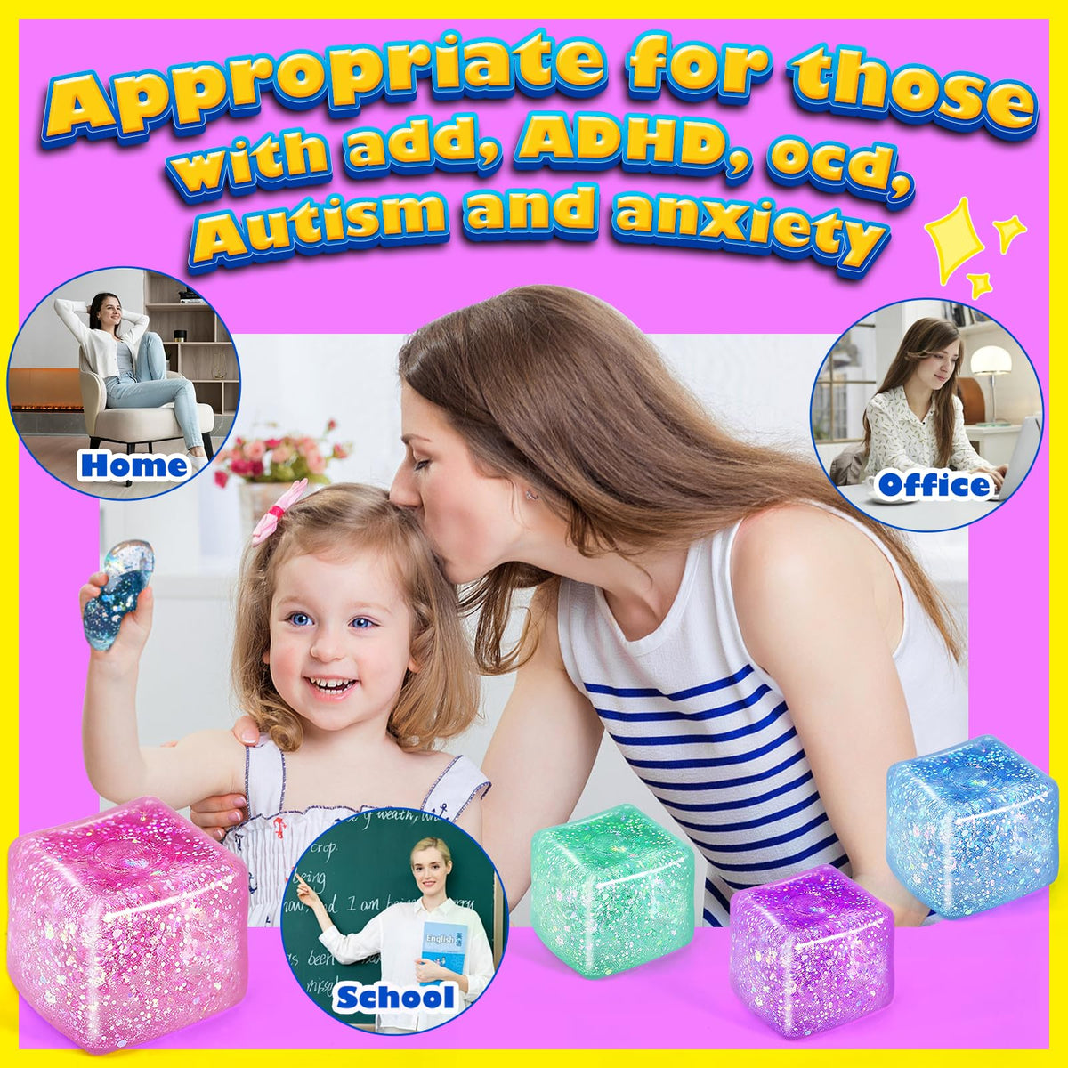 UGYWI Squishy cube 2.16 inch size supports comfortable grip.