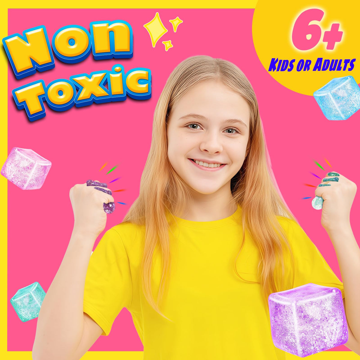 UGYWI Squishy cube silicone construction is safe and easy to clean.