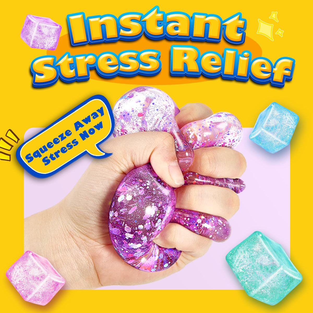 UGYWI Squishy cube offers stress relief through gentle squeezing.