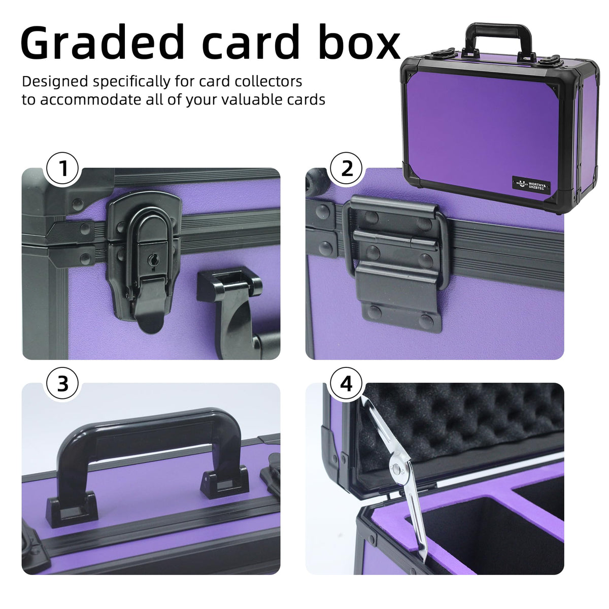 UHZBTEC graded card storage box interior foam with card slots
