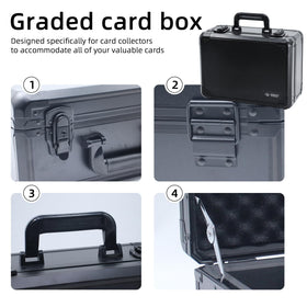 Three removable foam stop blocks enable adjustable storage for different card sizes.