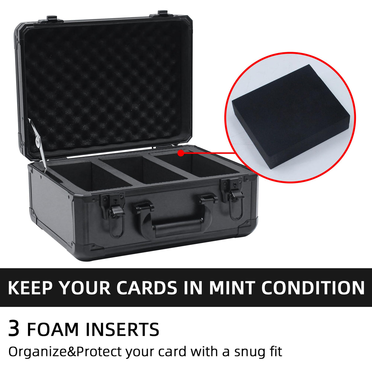 Lid uses wave soft PU foam to cushion cards during transit.