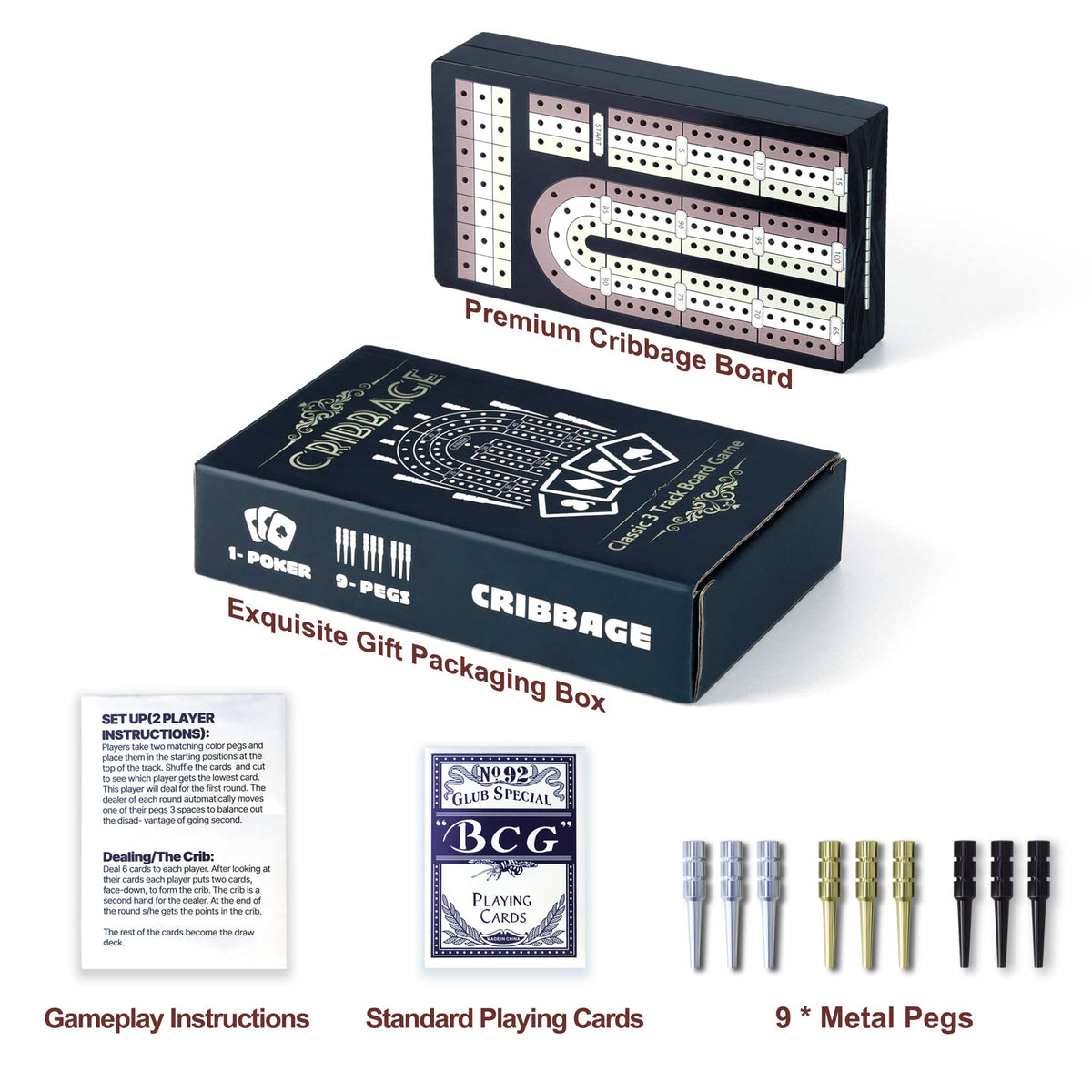 Uibyriy Cribbage with standard deck of cards for immediate game setup.