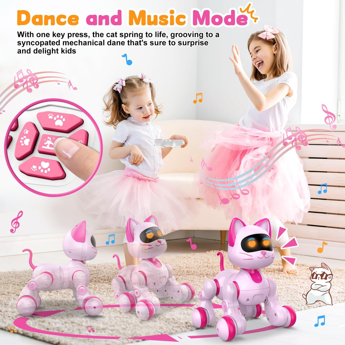 Uiopy robot-cat moves forward and backward for dynamic play sessions