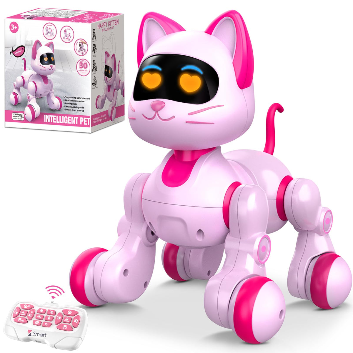 Uiopy robot-cat pink-dance demonstrates lively movement for imaginative play