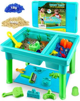 Uiopy Sandbox Kit sand table with lid keeps play tidy and contained.