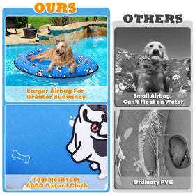 UJG 55x35 pool float nylon cover reinforces claw-friendly, puncture-resistant design.