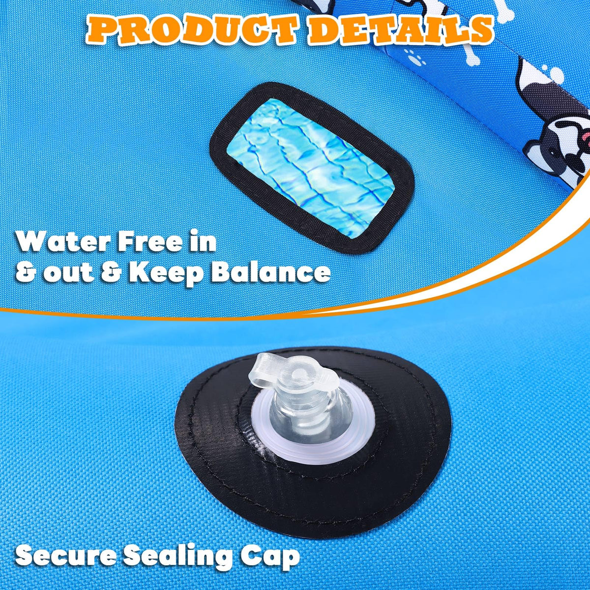 UJG dog pool float paw-proof cover detail promotes long-lasting durability.