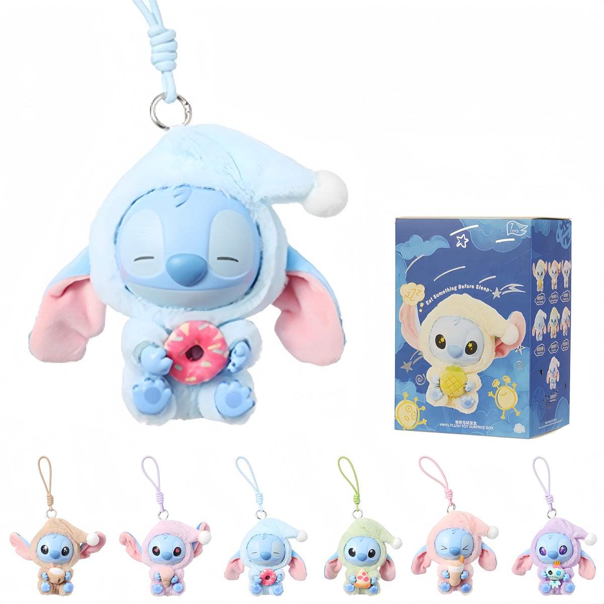 UKJNG Stitch Eat Something Before Sleep blind box unboxing reveals a collectible plush