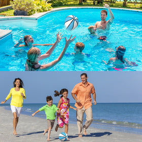 Uladis inflatable water basketball stays buoyant for easy pool retrieval