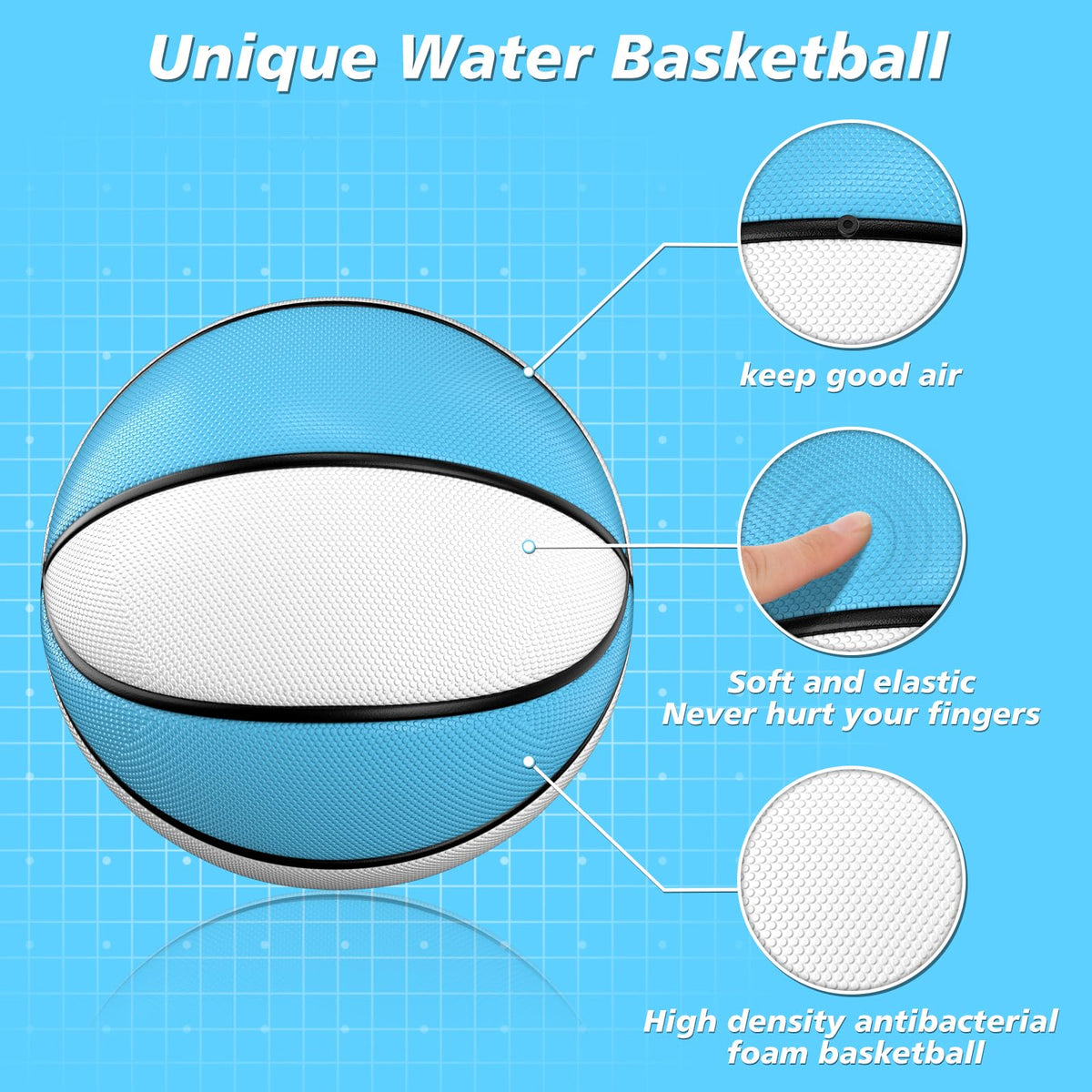 Uladis textured rubber pool basketball provides reliable grip when wet
