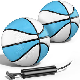 Uladis two-pack pool basketballs with pump for quick setup and poolside fun