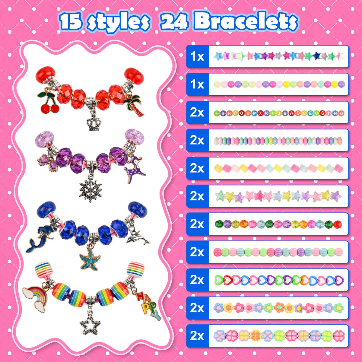 Ulema mess-free end-cap design enables quick, glue-free bracelet assembly.
