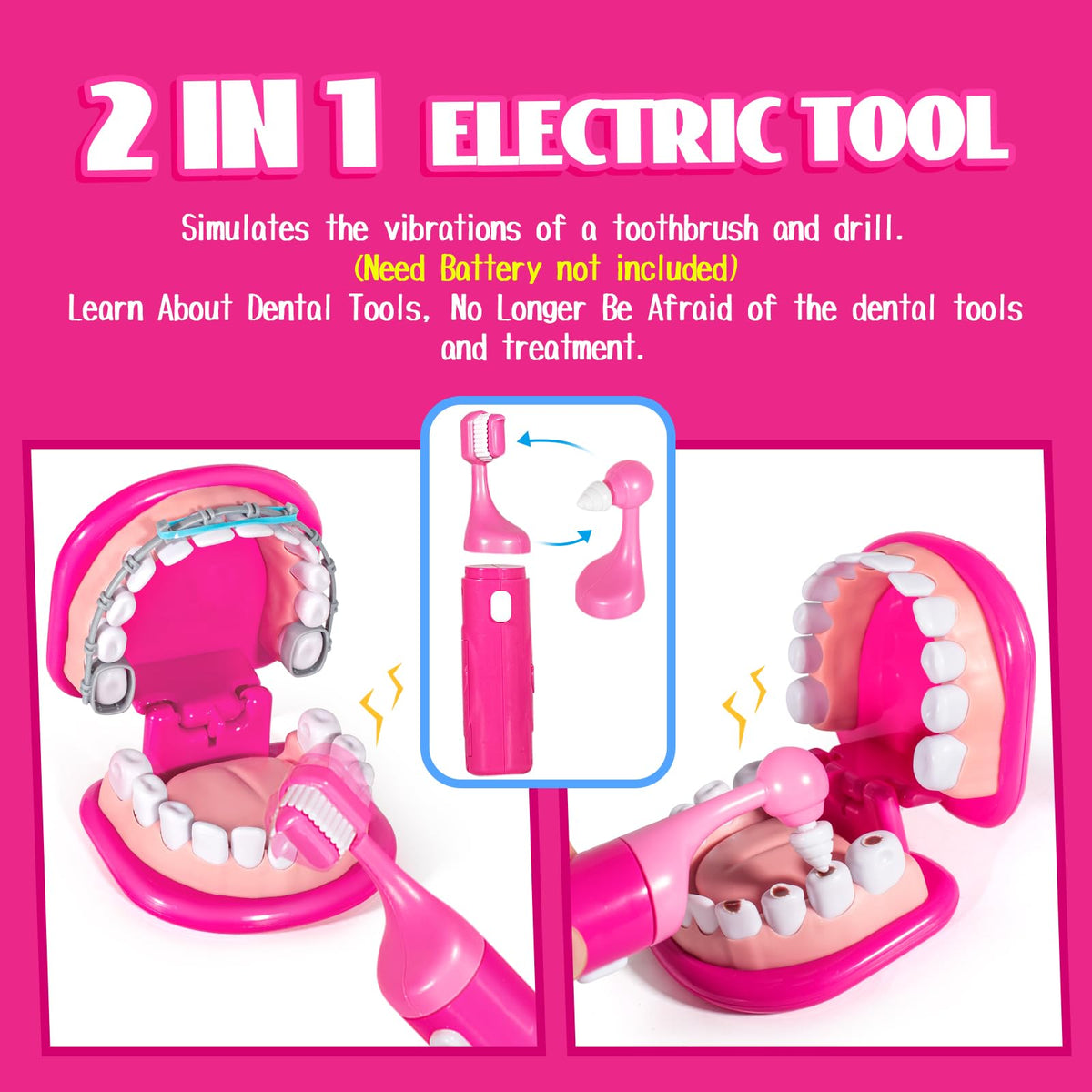 ULOveme Pink Light-Up Mirror adds realism to dental checkups during playtime