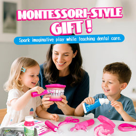 ULOveme Kids Dentist Play Set Pink Removable Teeth for practicing extractions and dental care
