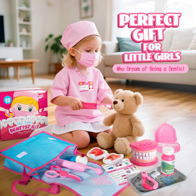 ULOVEME pink kit features cavity stickers to simulate fillings.