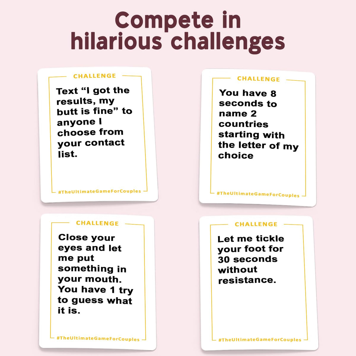 The Ultimate Game for Couples funny challenges action shot ready for playful competition
