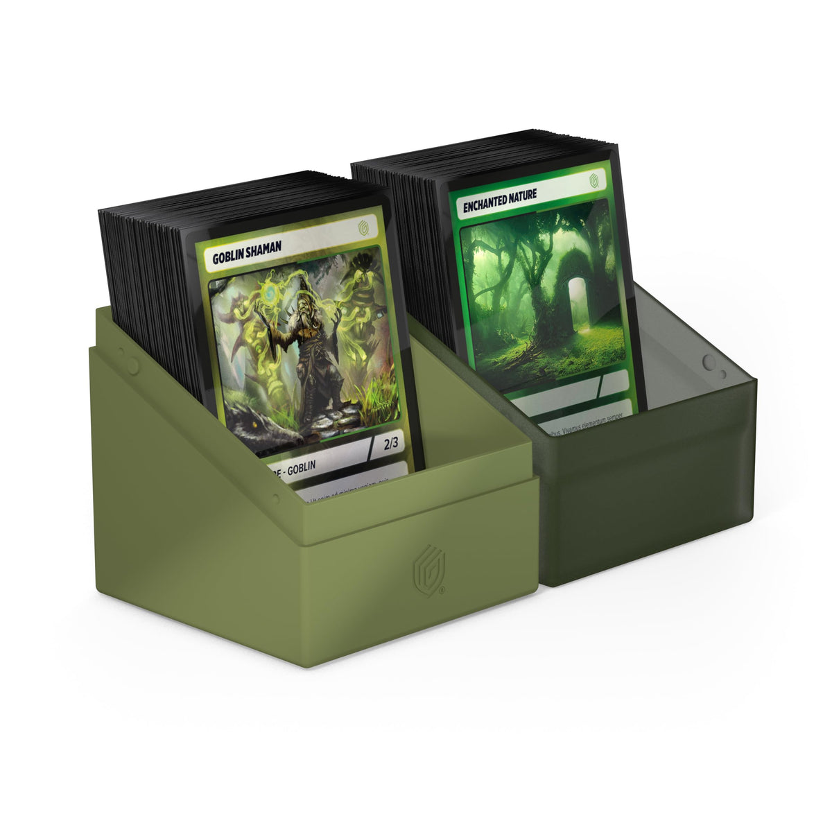 Ultimate Guard Arkhive 400+ wood-art mass storage box open view for organization.