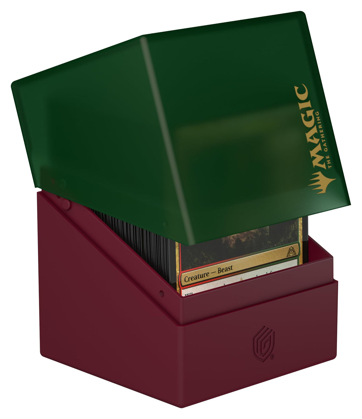 Ultimate Guard Boulder 100+ box lid closed demonstrates secure closure during transport.