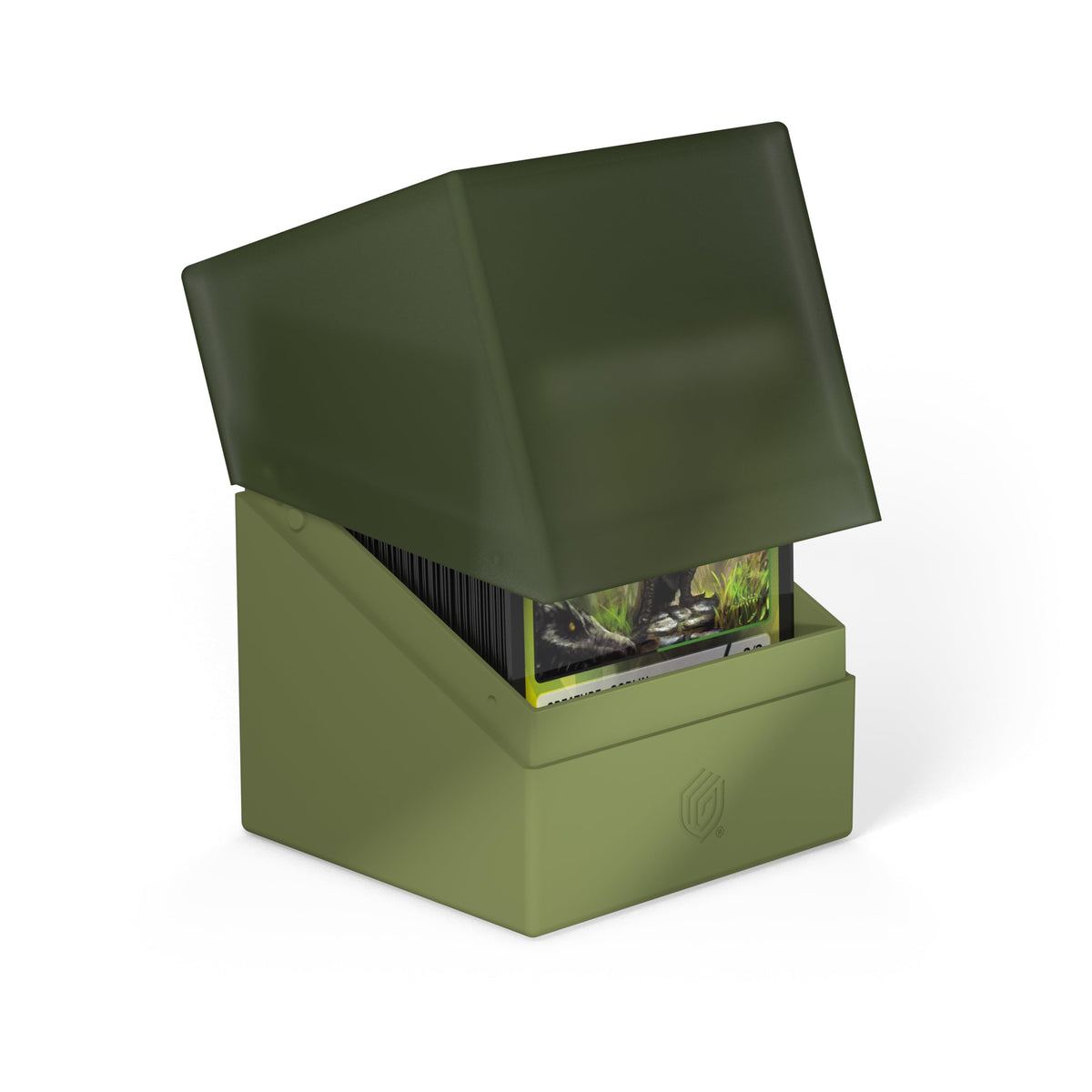 Ultimate Guard Boulder 100+ Kouyo brown deck box lid close-up highlighting sturdy closure.