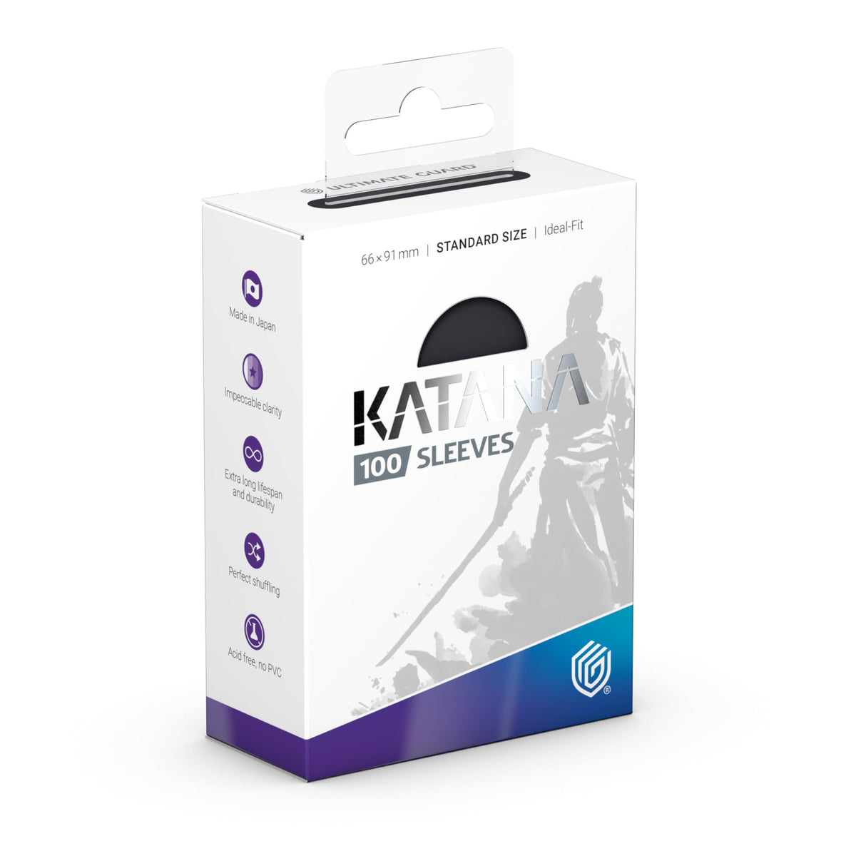 Ultimate Guard Katana sleeves, 100-count standard size, protect cards during fast shuffles