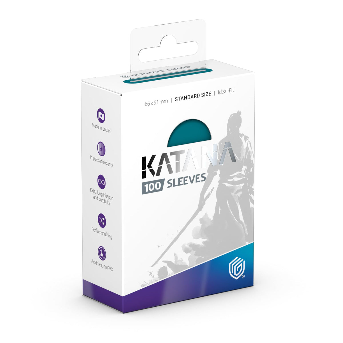 Ultimate Guard Katana sleeves 66x91mm standard size for reliable shuffling and tournament play.