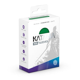 Ultimate Guard Katana sleeves; clarity close-up highlights crystal transparency for easy viewing.