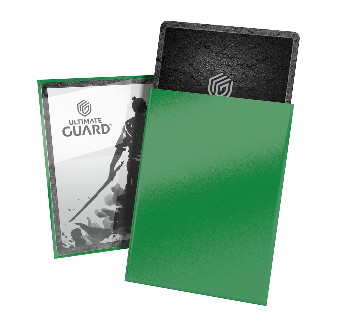 Ultimate Guard Katana sleeves with Jade Garden Back for premium protection and clarity.