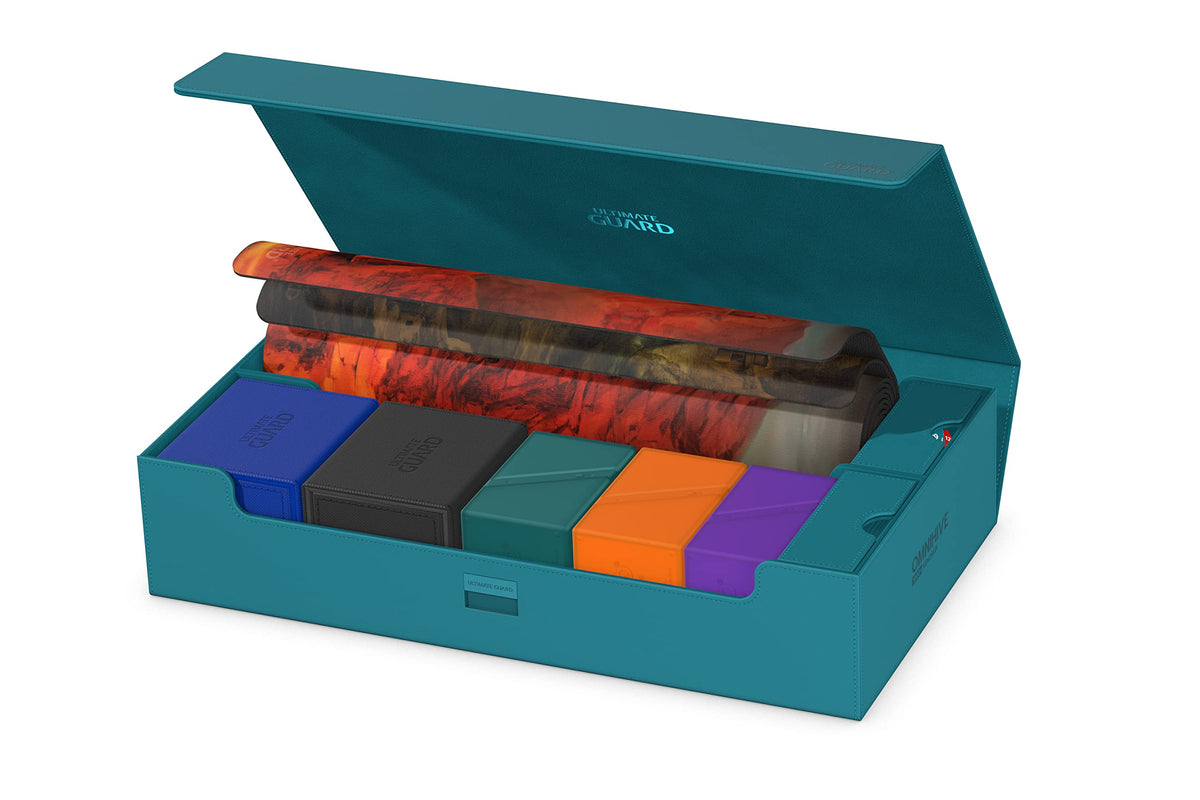 Ultimate Guard Omnihive petrol holds 1000 double-sleeved decks for expansion.