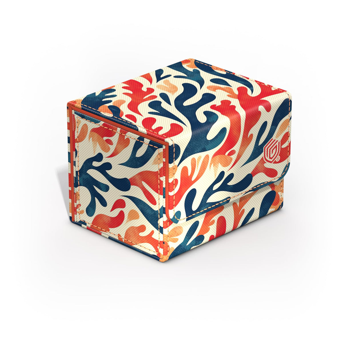 Ultimate Guard Sidewinder 100+ Xenoskin Coral Places edition shows 100 double-sleeved capacity for organized play.