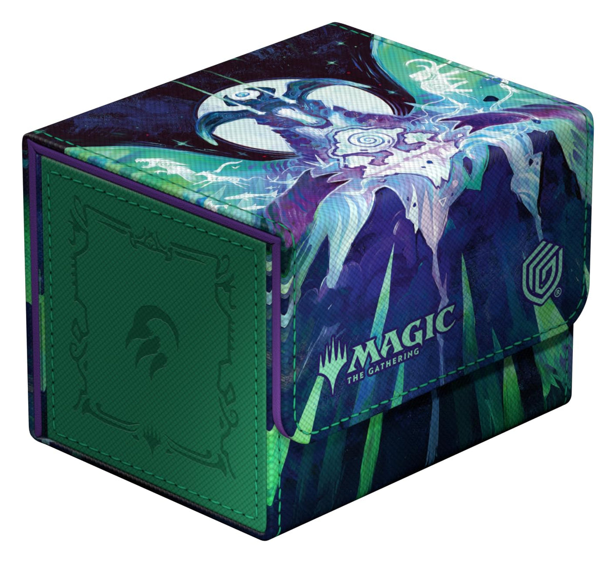 Ultimate Guard Sidewinder 100+ Xenoskin front view shows sturdy build and vibrant MTG art.