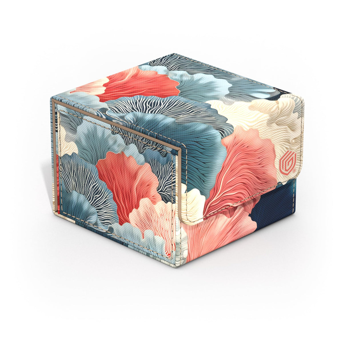 Ultimate Guard Sidewinder 133+ Xenoskin deck box with coral places cover.