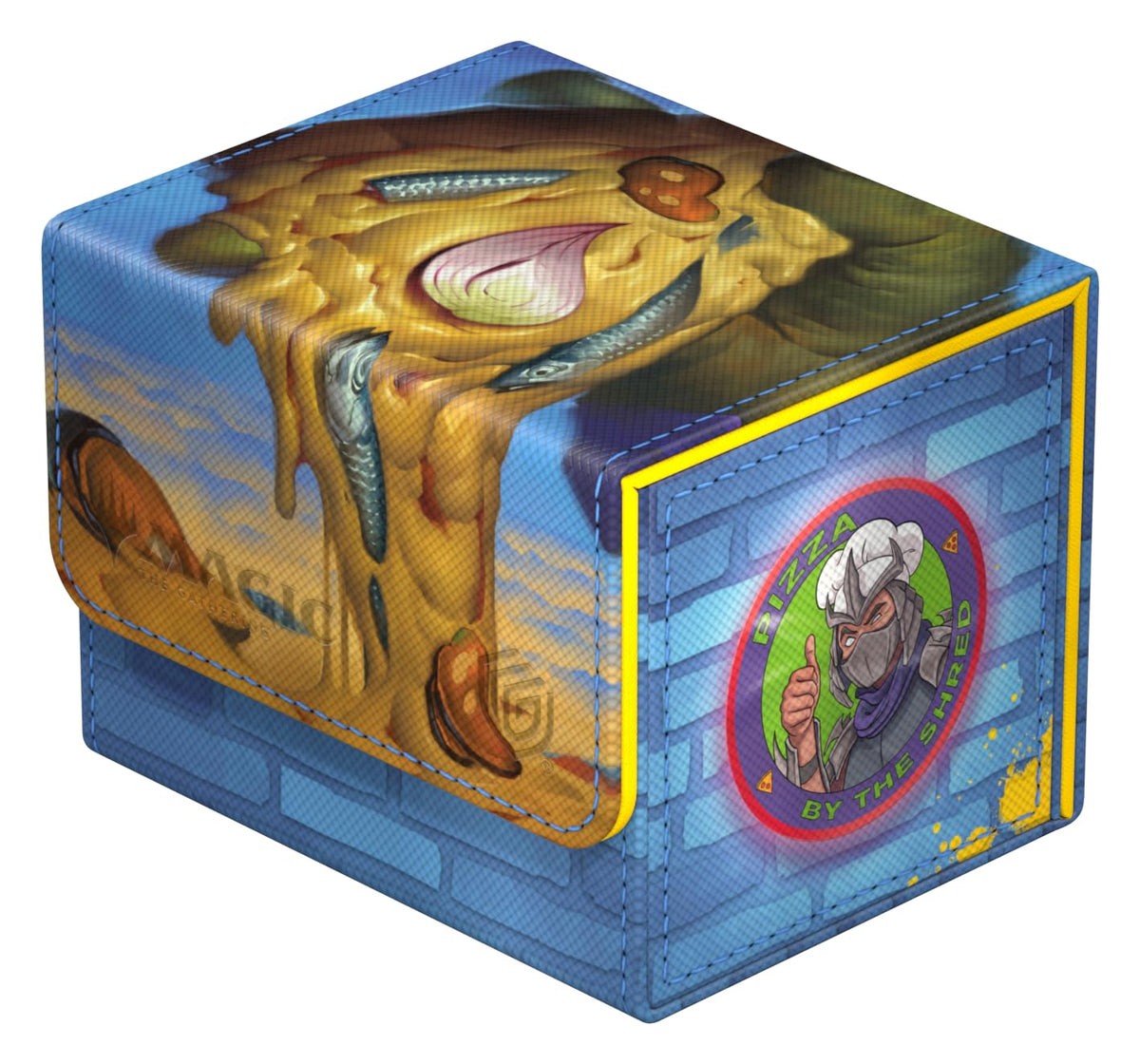 Magnetic closure on Ultimate Guard Sidewinder deck box for secure transport.