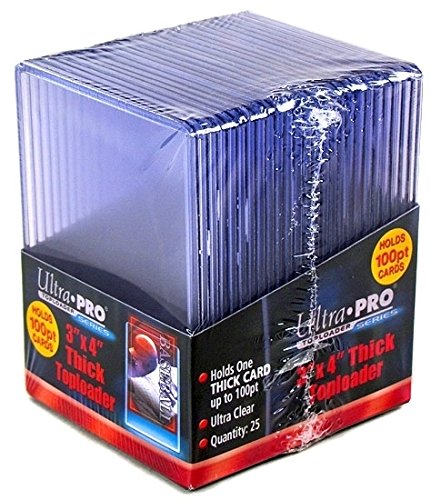 Ultra Pro 100pt top loader clear pack of 50 protects baseball, football, basketball, hockey, and gaming cards.