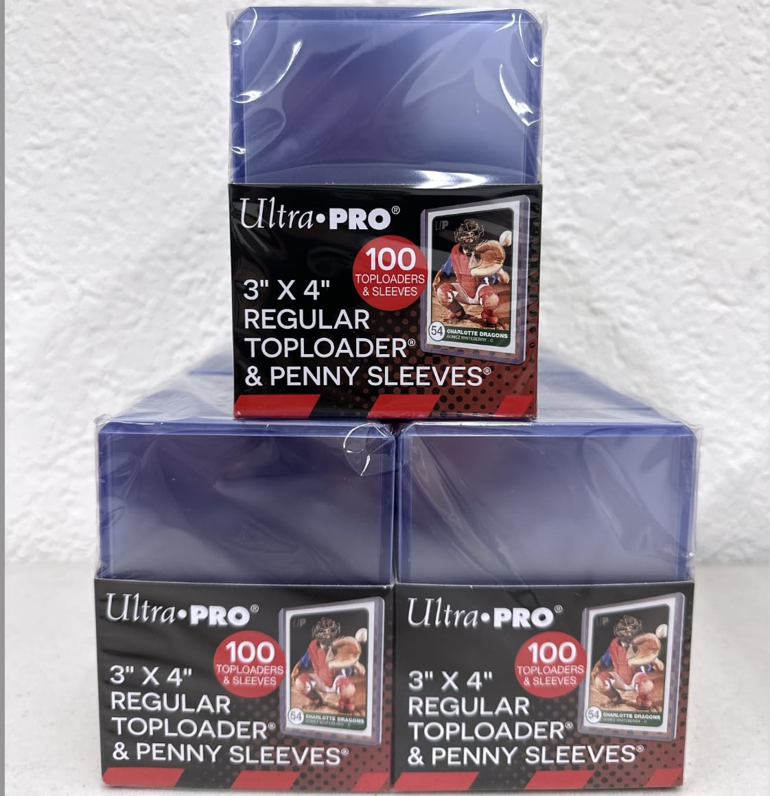 ULTRA PRO 3x4 top-loader bundle protects standard-size cards during handling.