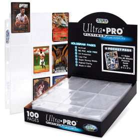 Ultra Pro 9-Pocket Platinum box cover showing nine-card layout for binder storage.