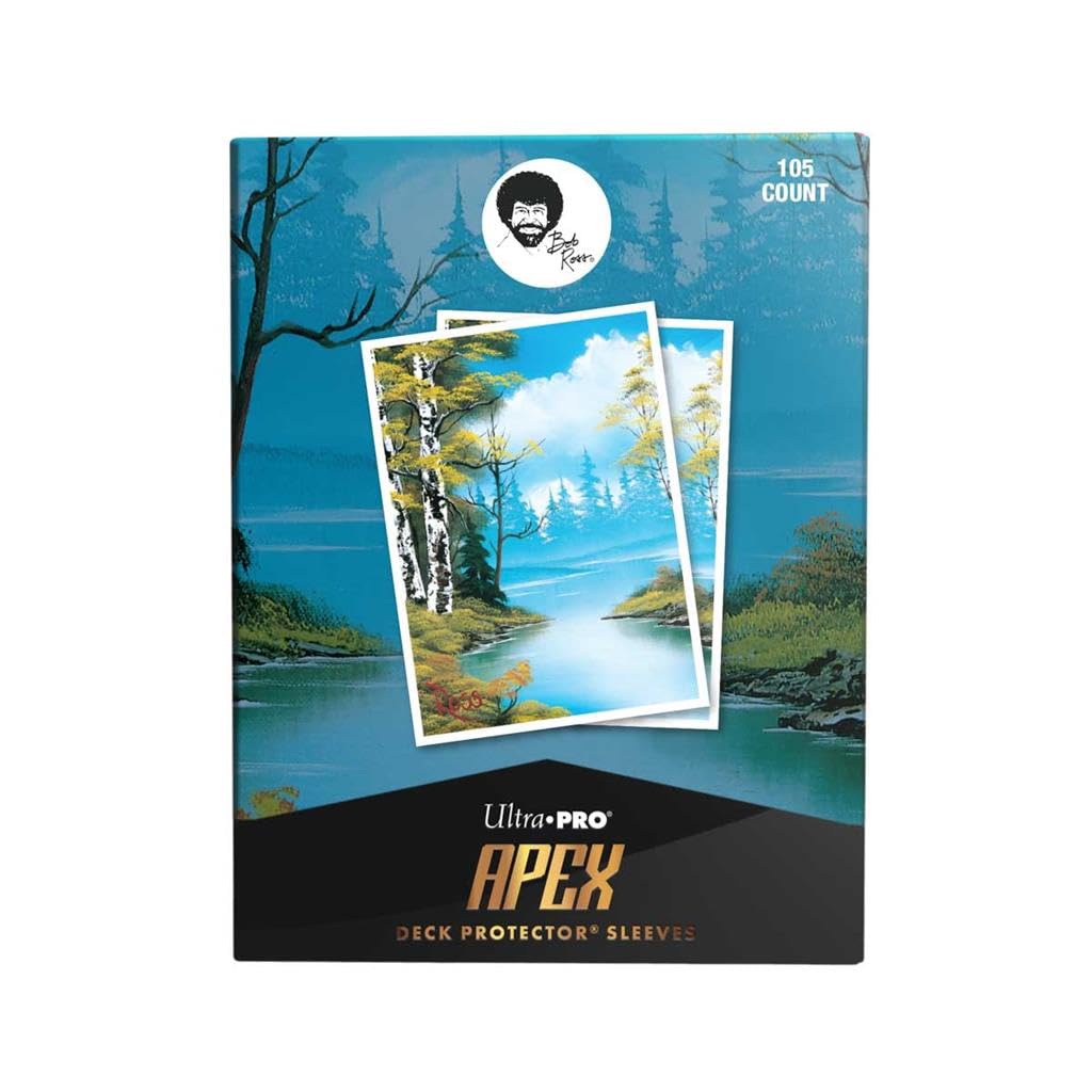Ultra Pro Bob Ross Lakeside Path deck protector sleeves protect cards during play and storage.