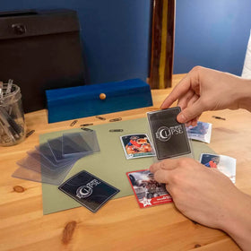 Ultra PRO card storage setup highlights display and protection during trades.