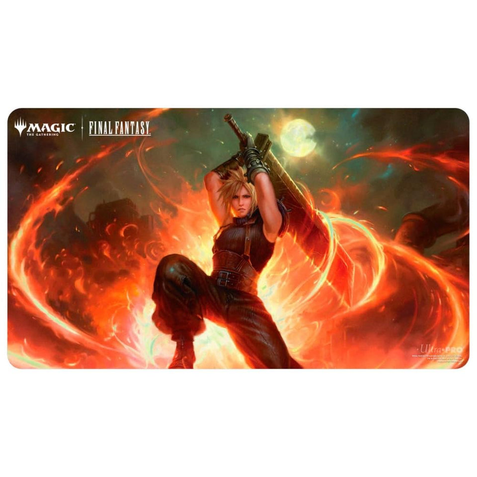 Ultra PRO Cloud Midgar Mercenary playmat for MTG, protects cards and doubles as a sleek desk mat.
