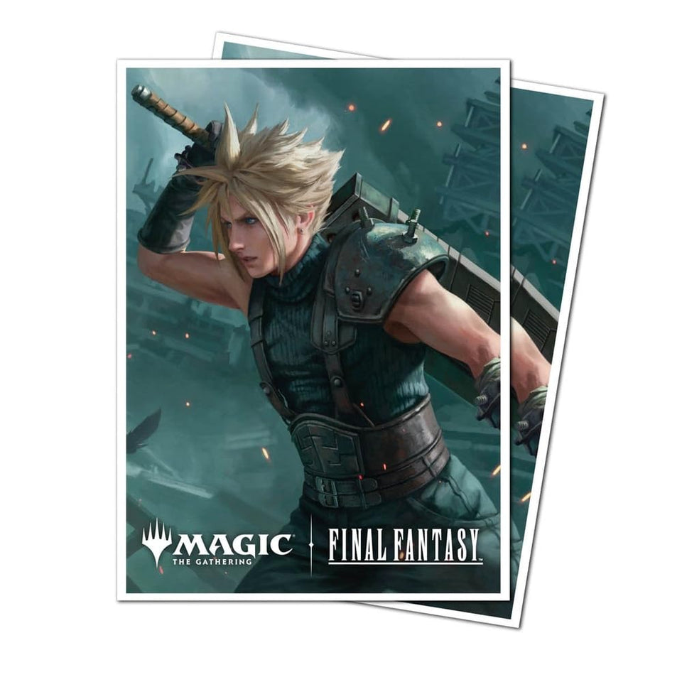 Ultra Pro Final Fantasy x Universes Beyond Cloud artwork on APEX sleeves enhances card presentation