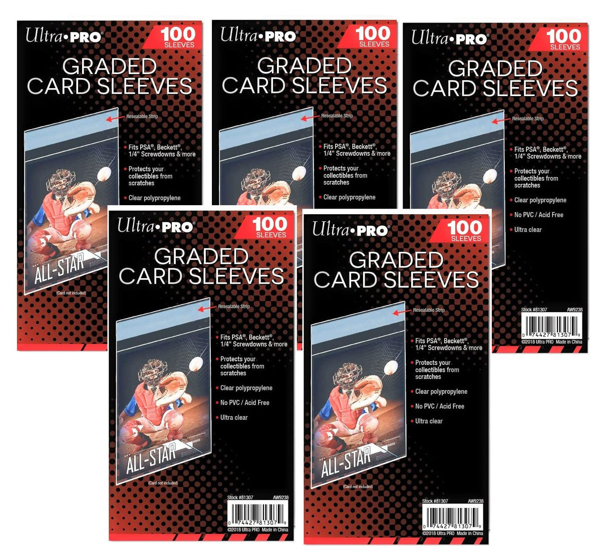 Ultra Pro graded card sleeve with resealable strip enables easy removal and storage.