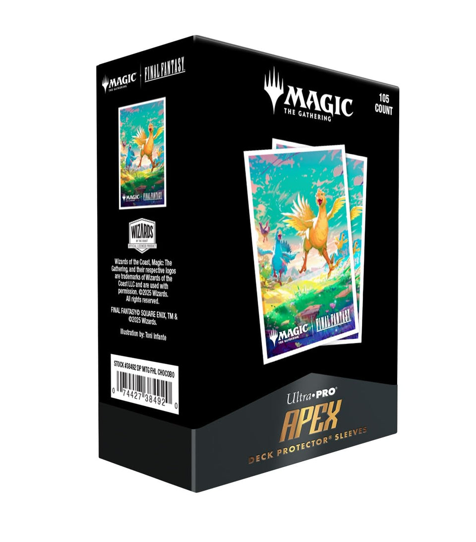 Ultra Pro Apex Chocobo sleeves front art protects cards and showcase vibrant artwork.
