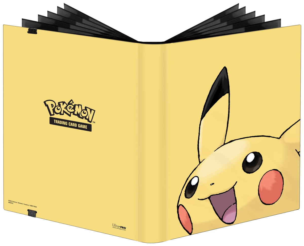 Ultra PRO Pikachu 9-Pocket PRO Binder side-loading pockets for secure card insertion.