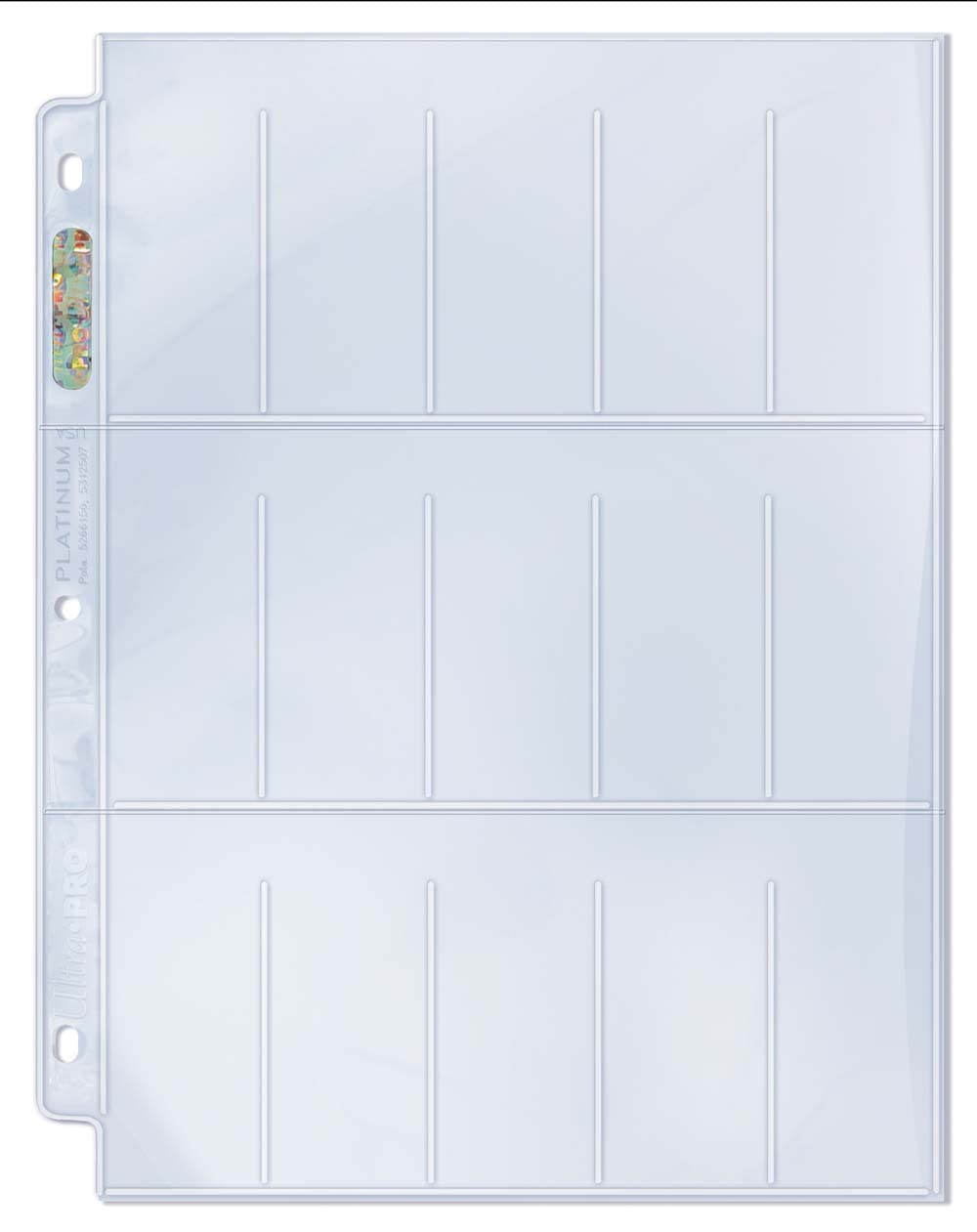 Ultra Pro Platinum 15-pocket page for tobacco cards; double-sided clarity for easy viewing and organization